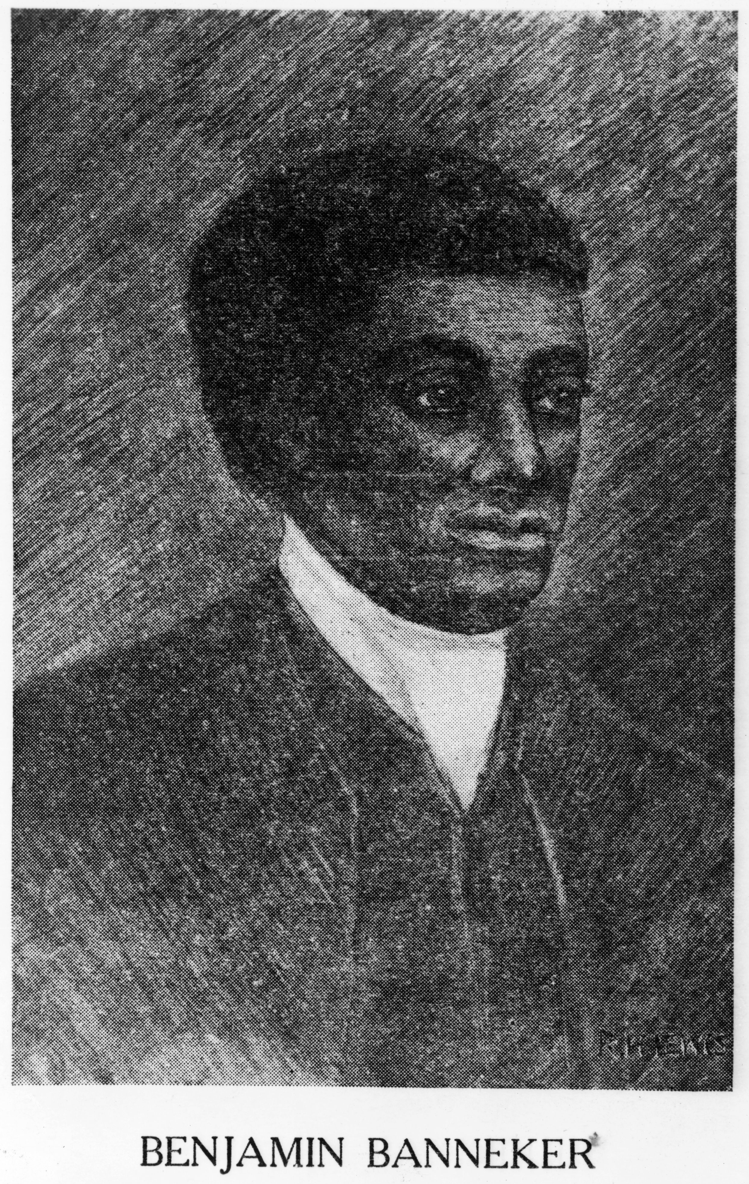 Black-and-white print of Benjamin Banneker