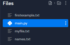 Replit screenshot of four  files in the local directory.