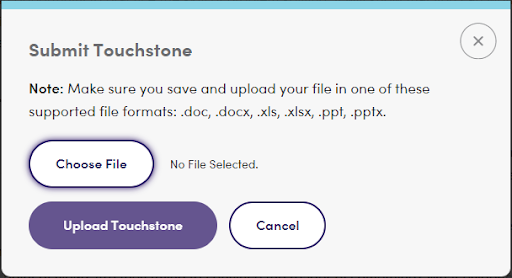 The Submit Touchstone pop up window.