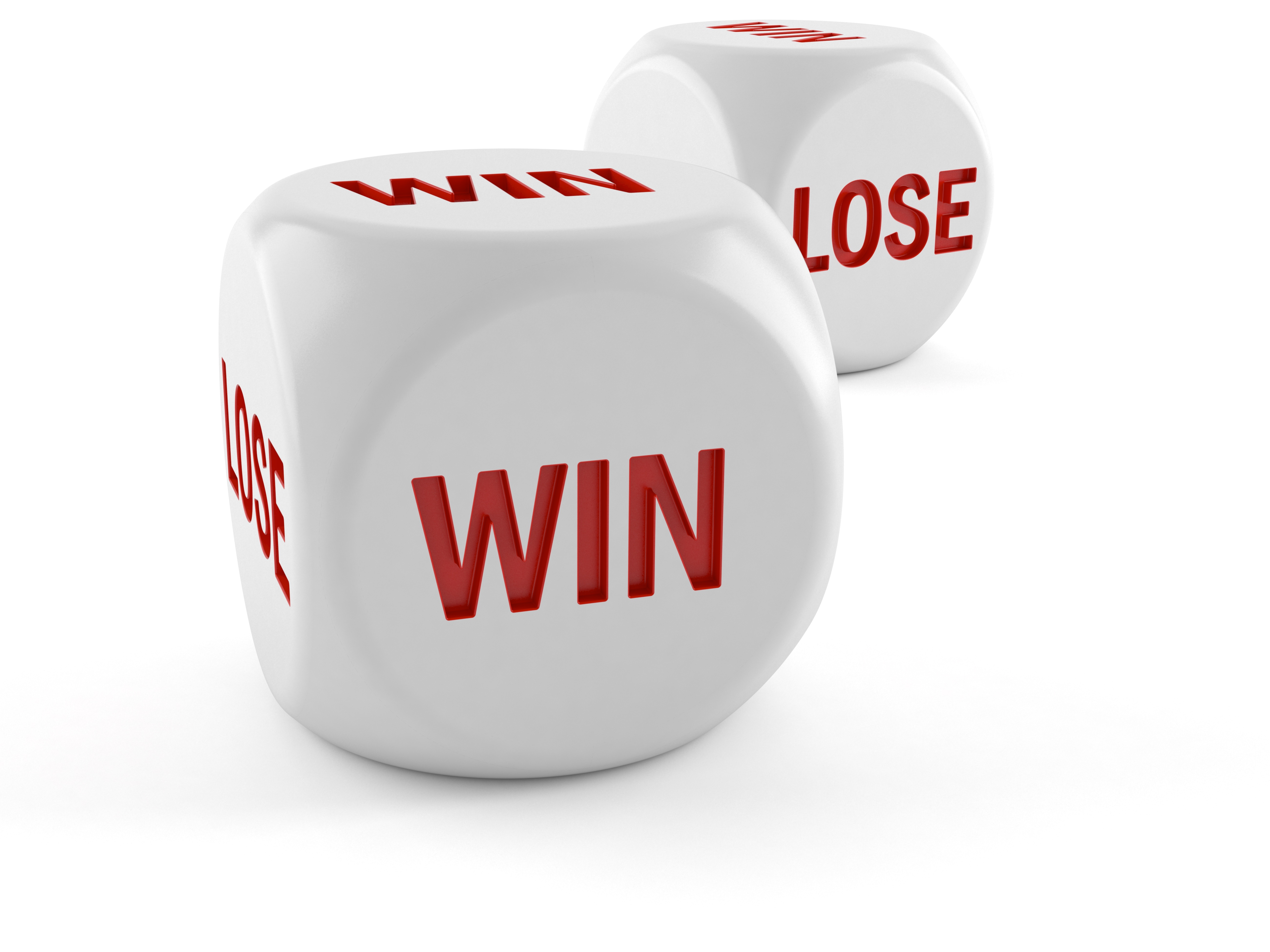 6-sided dice with Win and Lose indicated on various sides of them.