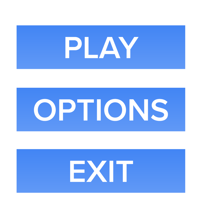 A program menu with options to Play, select options, and Exit the program.