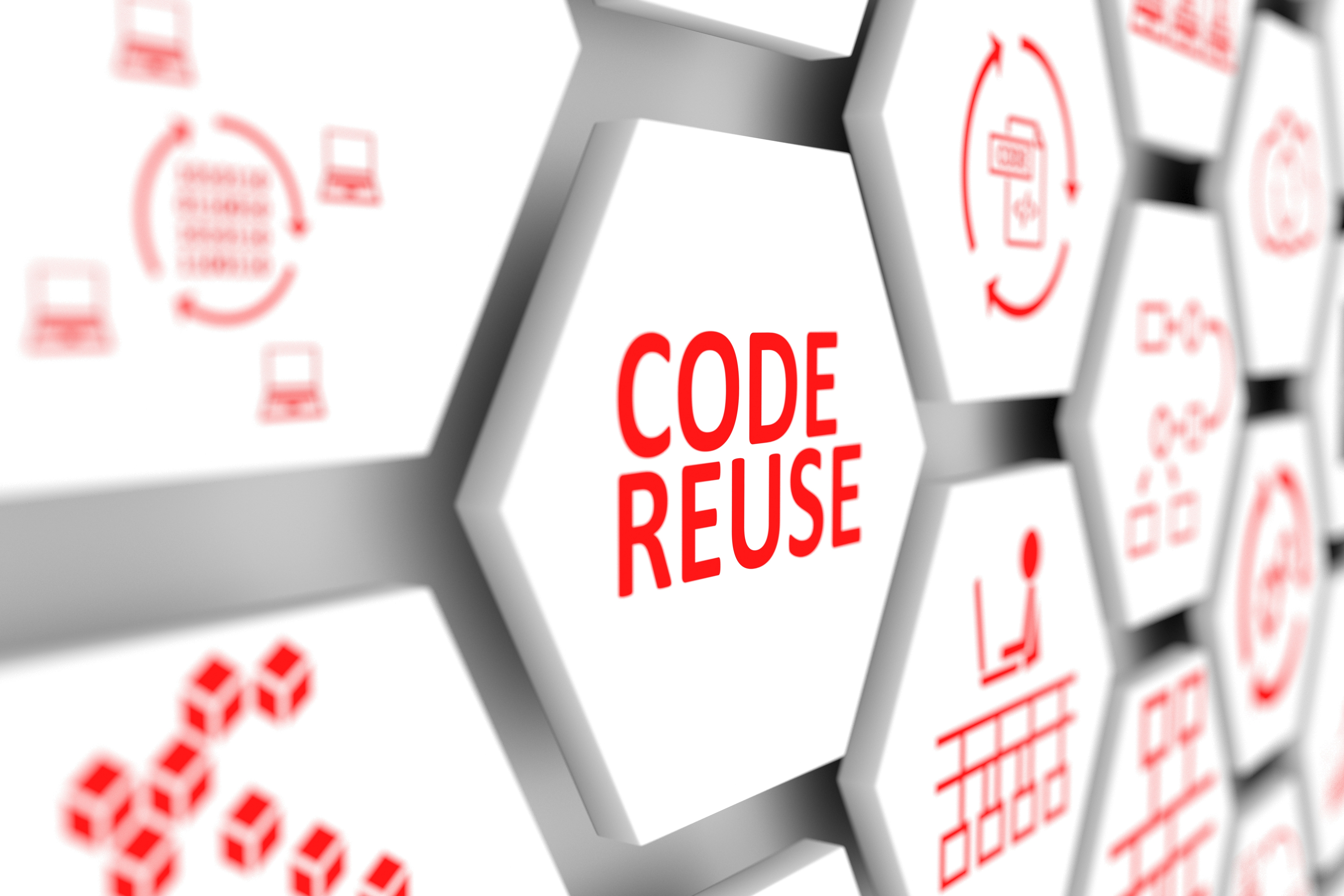 Graphic icon of code reusability.