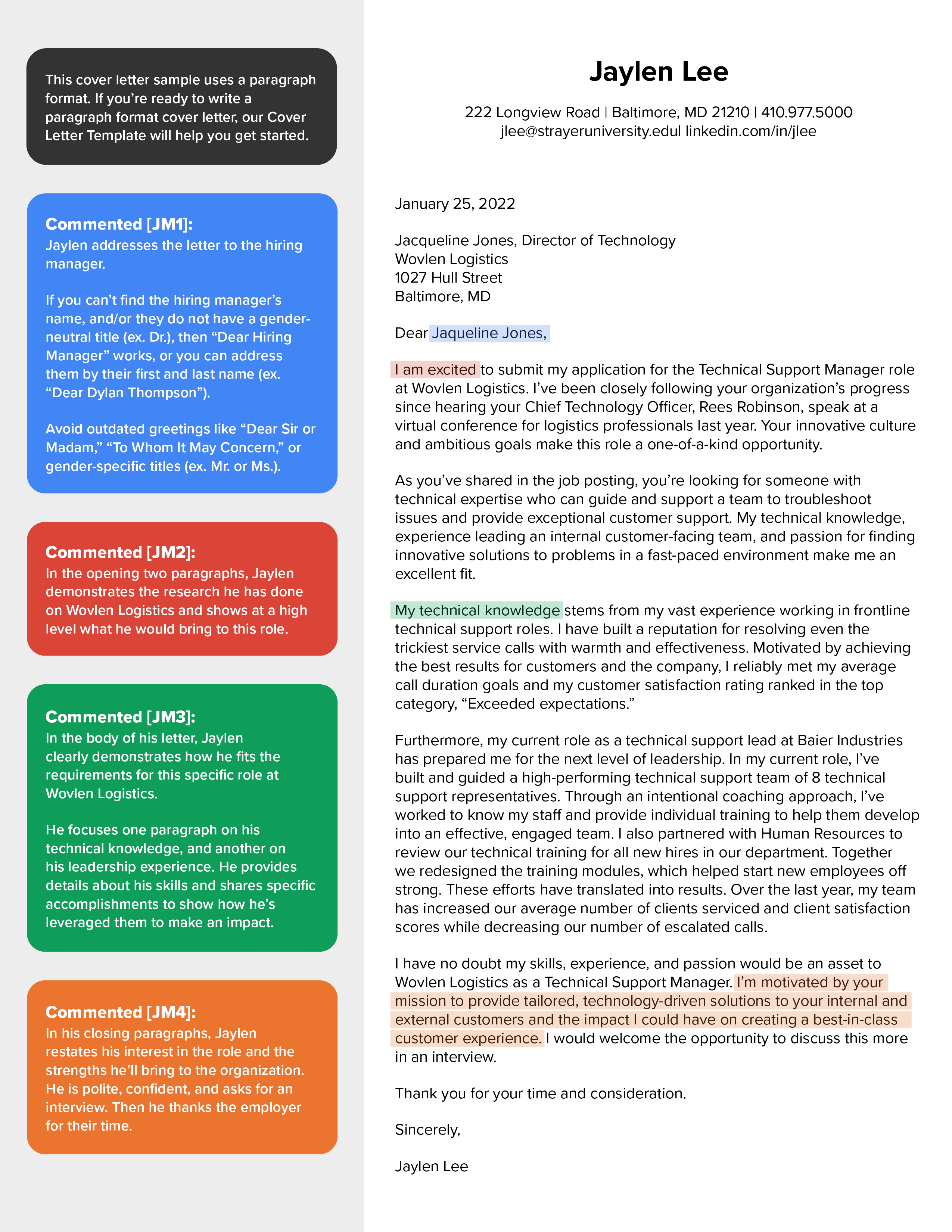 Cover Letter Sample 1