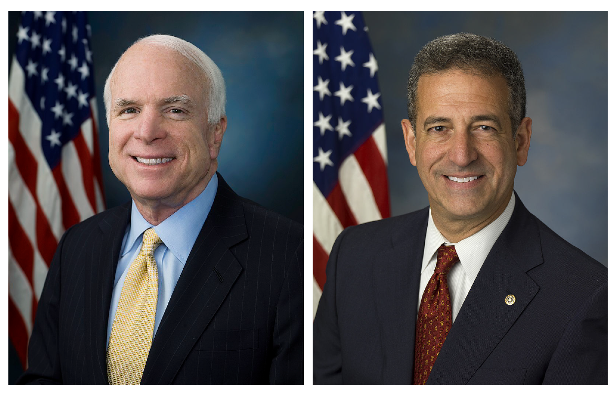 (Figure 2)The BCRA better known as the McCain-Feingold Act, named after its two lead cosponsors Republican Senator John McCain (AZ) and Democratic Senator Russ Feingold (D-WI), was a bipartisan bill—which means that it was sponsored by elements in both major political parties. Headshots of Senators McCain and Feingold.