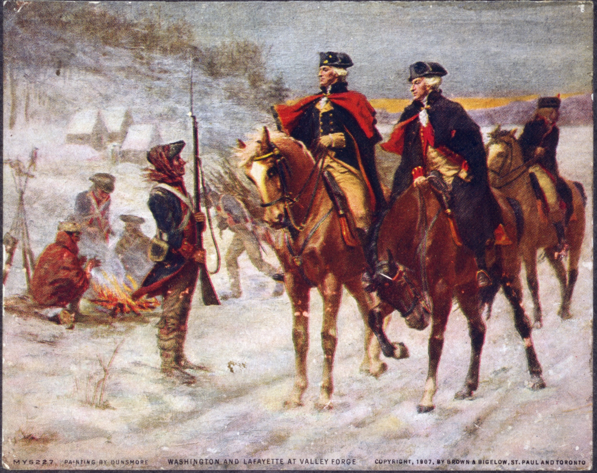 George Washington (left) and the Marquis de Lafayette (right) at Valley Forge
