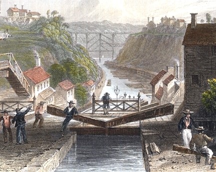 A view of the Erie Canal from Lockport, New York, 1839.