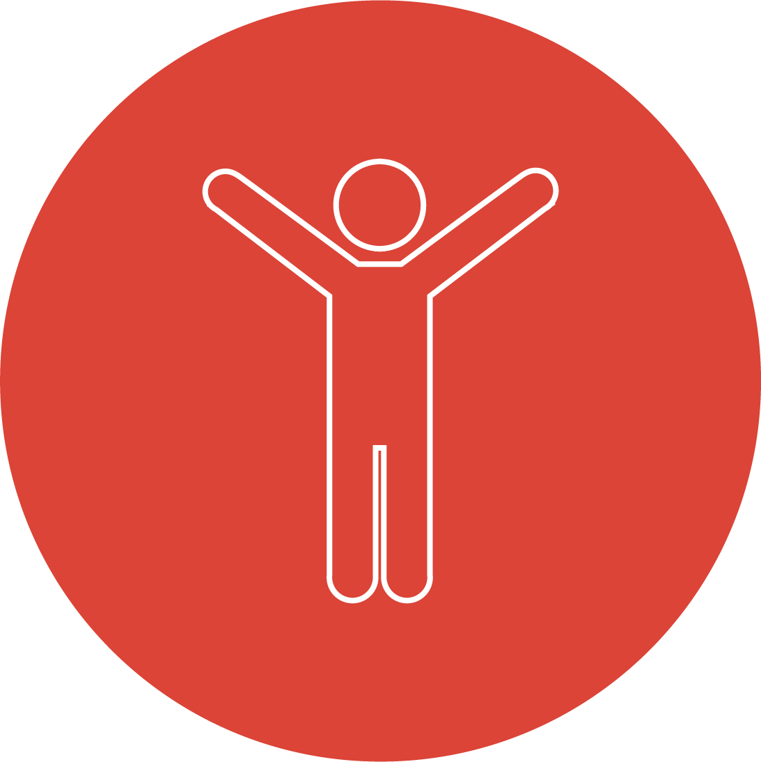 Red circle with human icon in the middle.