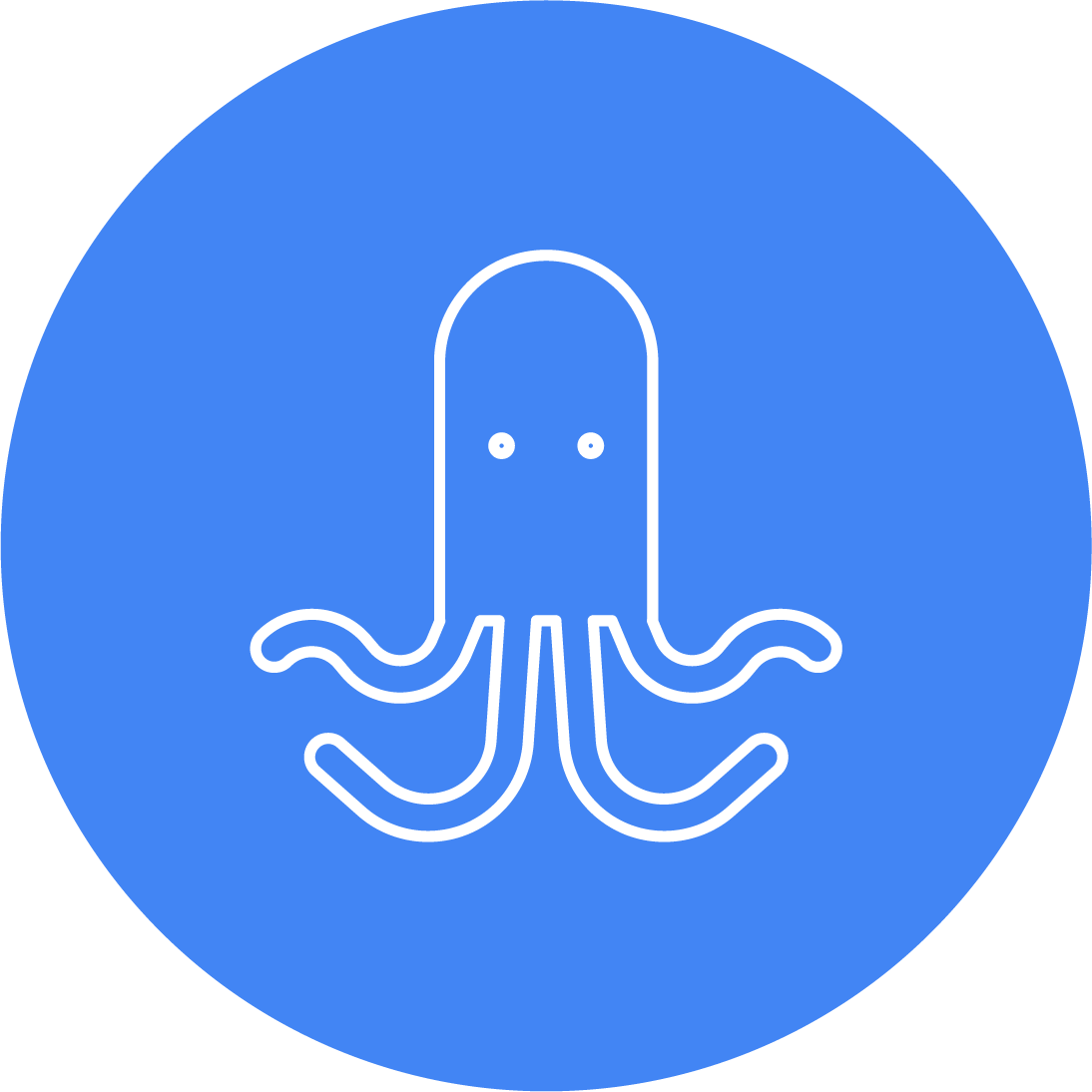 Blue circle with a octopus icon in the middle.
