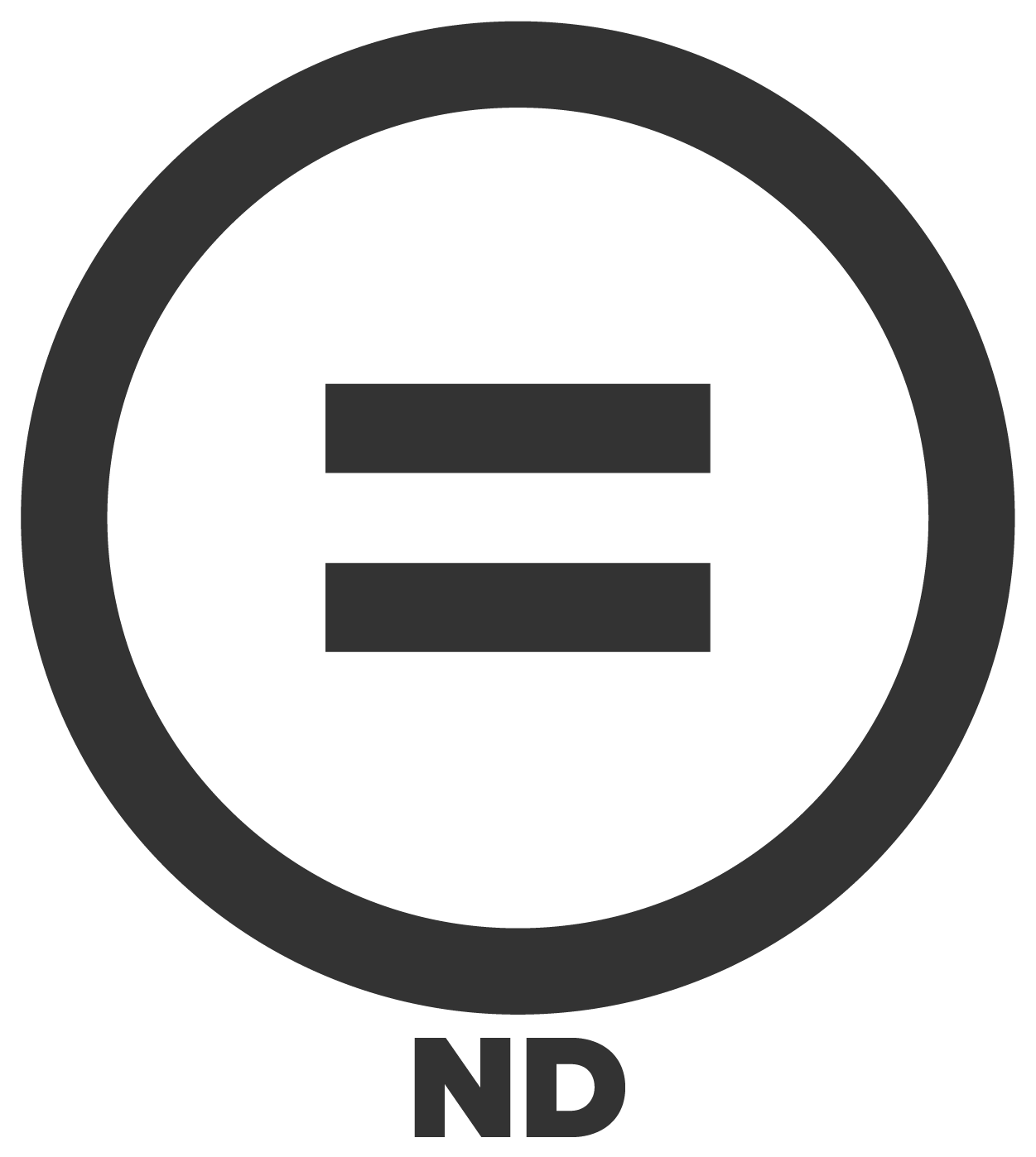 The no derivatives symbol.