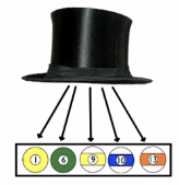 5 billiard balls numbered 1, 6, 9, 10, and 13