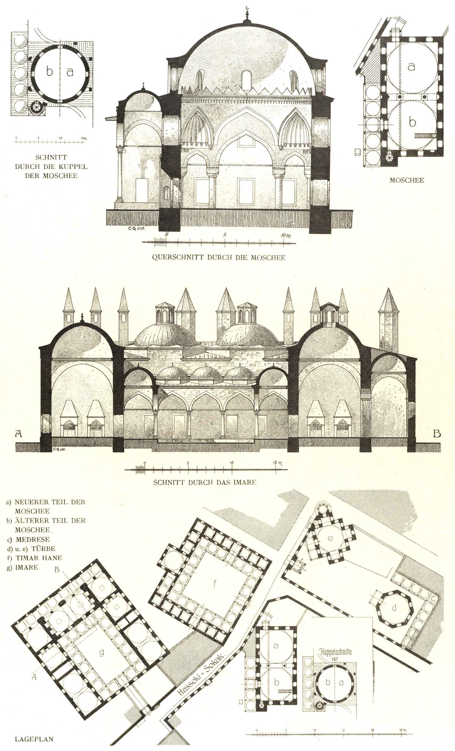 Mimar Sinan ( 1488/1490–1588) Plan of the Haseki Sultan Complex Istanbul, adjacent to the Hagia SophiaThe mosque was completed in 1538–39; the hospital was not completed until 1550–51
