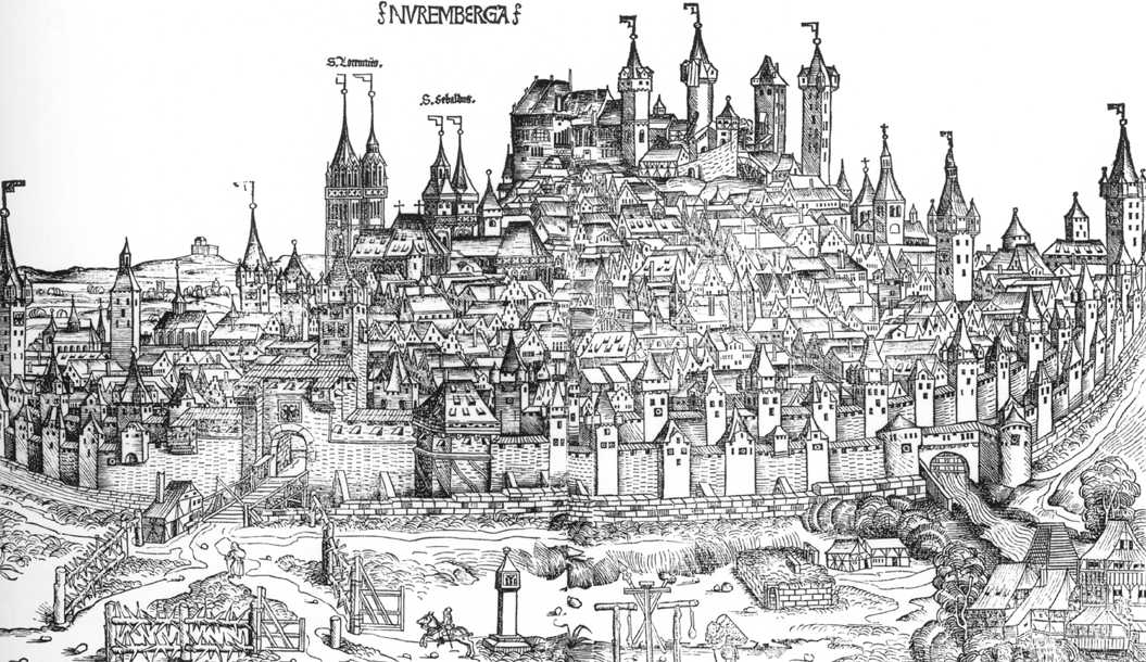 Hartmann Schedel (1440–1514) “View of the City of Nuremberg” from The Nuremberg Chronicle, Page 100 Bayerische Staatsbibliothek, Munich 1493 Relief woodcut