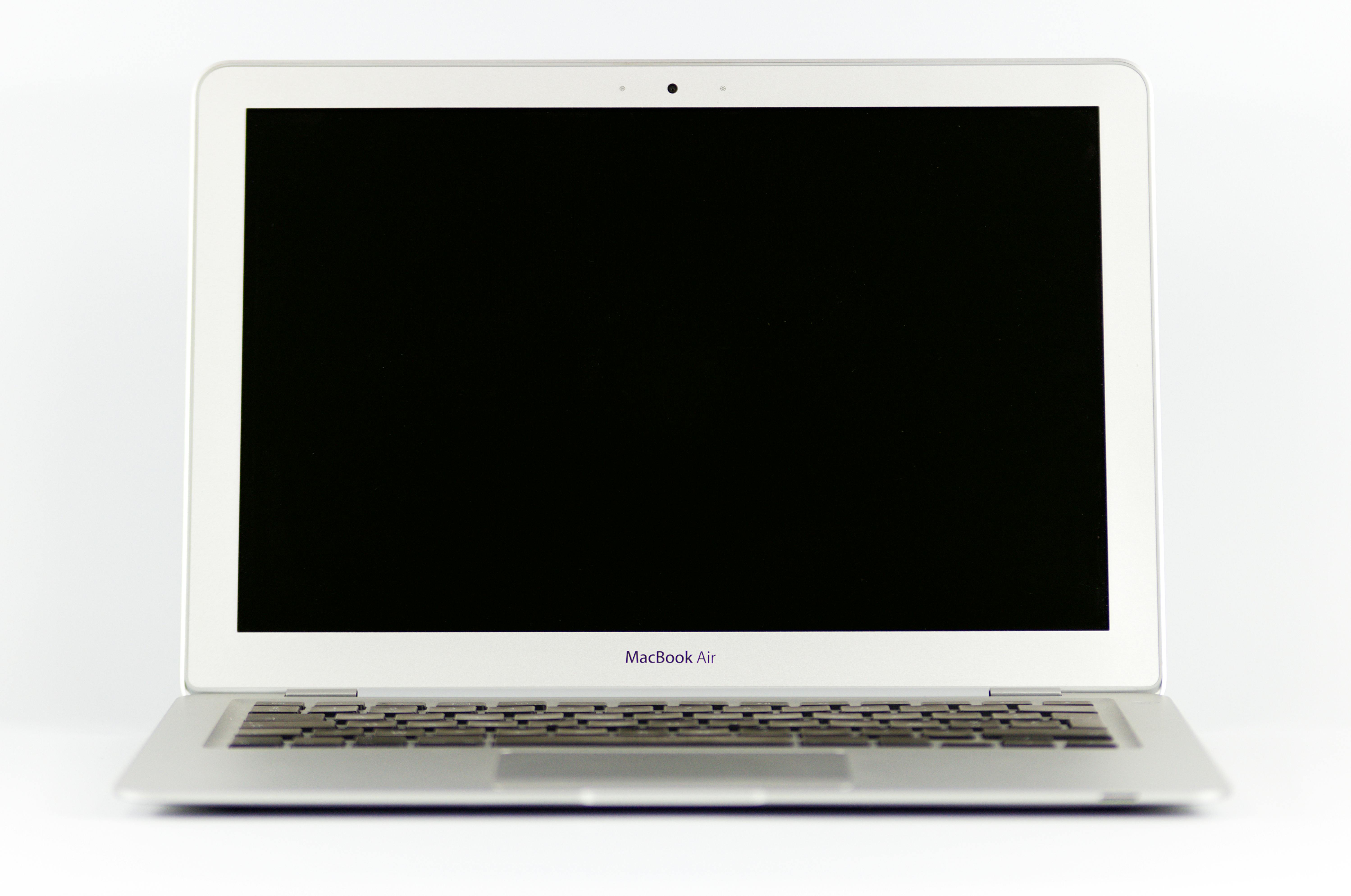 a front view of Apple's MacBook Air laptop computer with its lid open