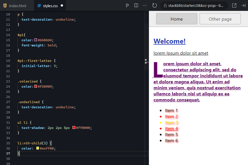 The right output window displays a webpage preview with a light gray background. At the top, there are two buttons labeled 