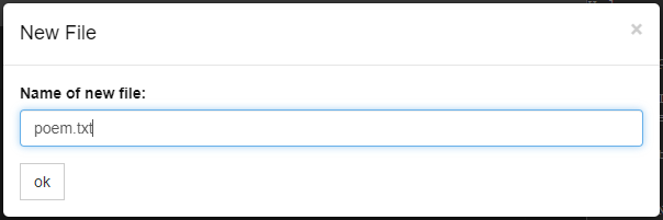 File name poems.txt  given to the new file.