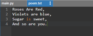 Code Editor pane showing the poem added.