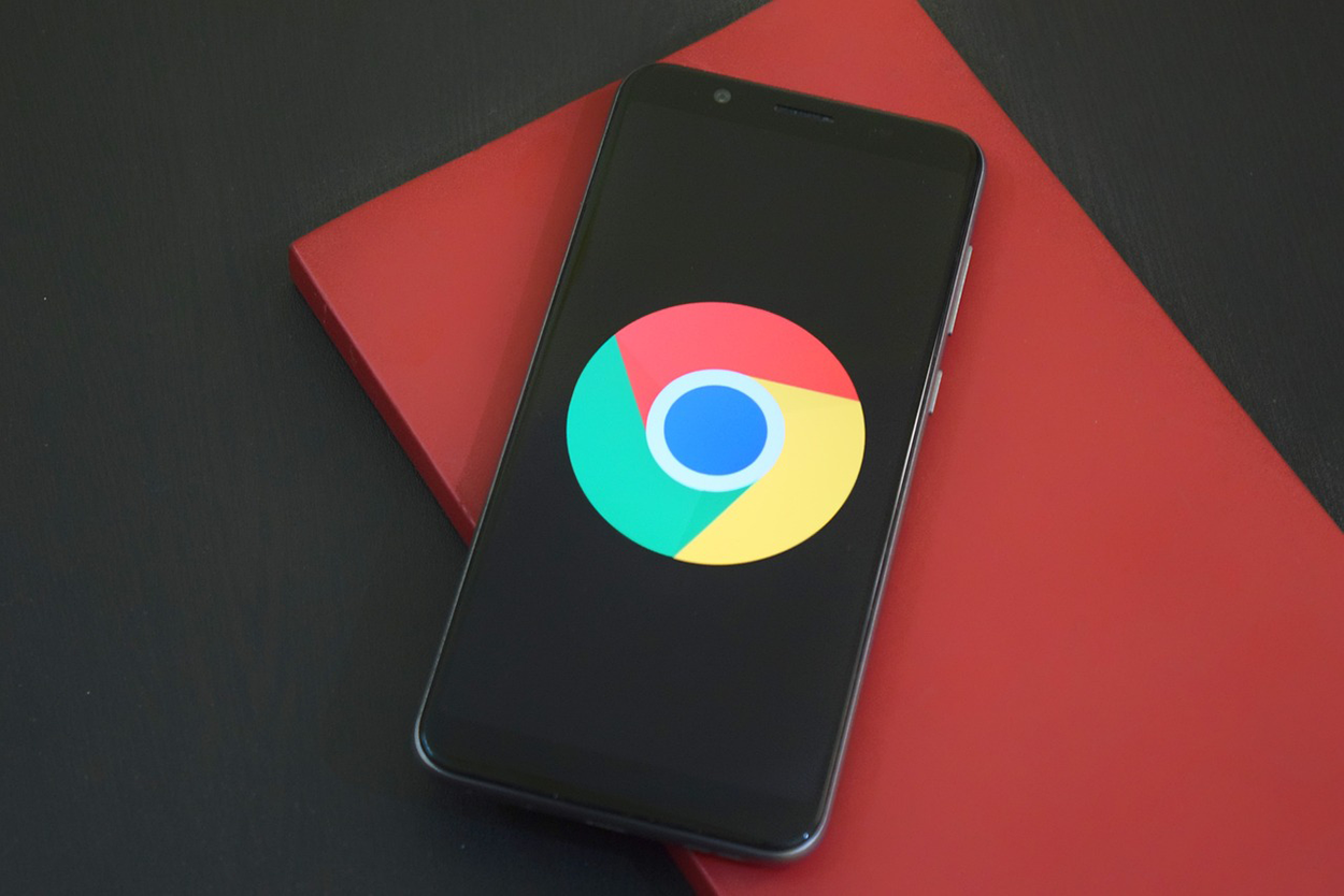 Google Chrome logo displayed on a smart phone.
