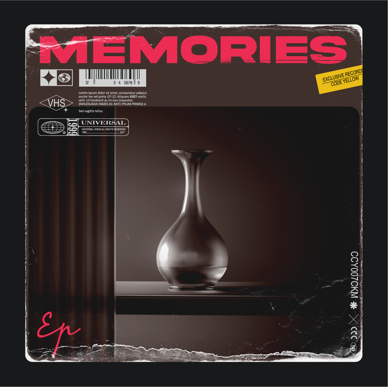 Texture applied to a design to simulate aging and wear.