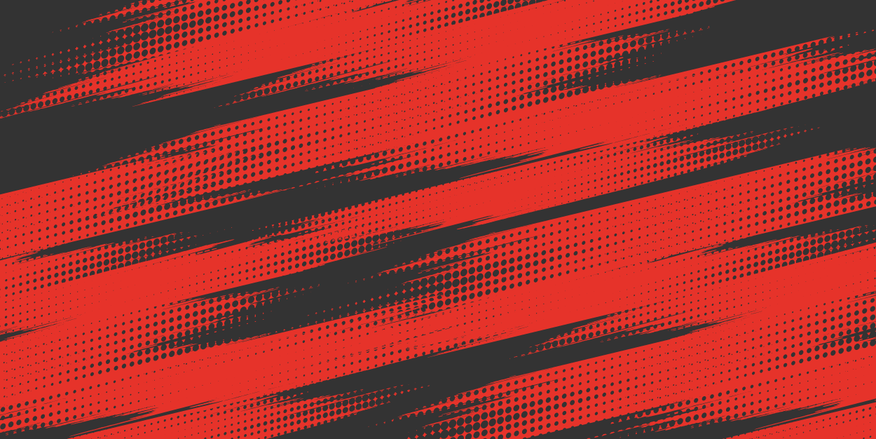 Fark blue patterns of lines and dots create a texture when applied to a red background.