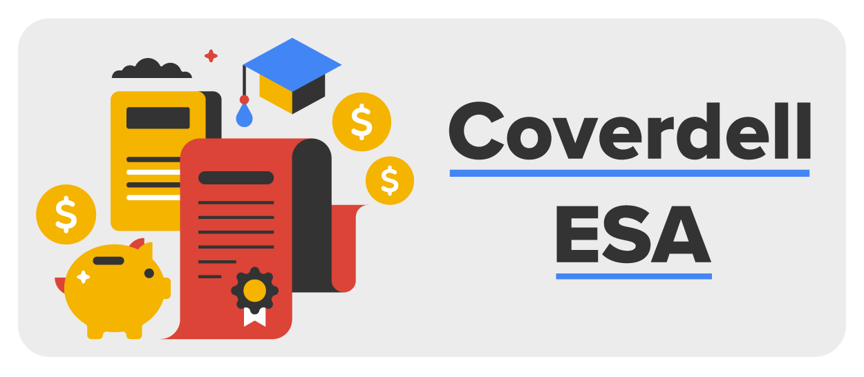 This image represents a Coverdell ESA, which is a tax-advantaged investment account designed for education expenses. It features symbols associated with savings and education, including a piggy bank, financial documents, and a graduation cap. These elements highlight the purpose of the account in helping individuals save for future educational costs. The text emphasizes the name of the account, reinforcing its role in financial planning for education.