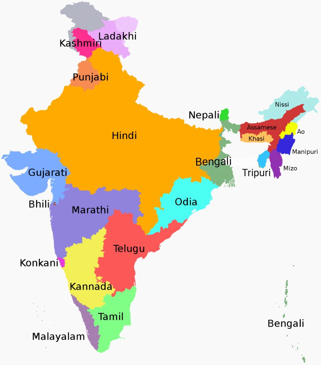  map of languages in India