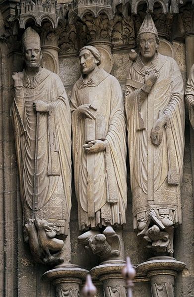 Sculptures of Saints Martin, Jerome, and Gregory at Chartres Cathedral