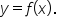 y equals f open parentheses x close parentheses.