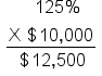 table attributes columnalign left end attributes row cell space space space space space space table row cell 125 percent sign end cell end table end cell row cell fraction numerator straight X space $ 10 comma 000 over denominator $ 12 comma 500 end fraction end cell end table