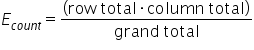 E subscript c o u n t end subscript equals fraction numerator open parentheses row space total times column space total close parentheses over denominator grand space total end fraction
