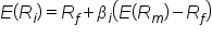 E open parentheses R subscript i close parentheses equals R subscript f plus beta subscript i open parentheses E open parentheses R subscript m close parentheses minus R subscript f close parentheses