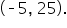 open parentheses short dash 5 comma space 25 close parentheses.